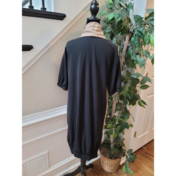 Zara Basic Hoodie Dress Womens Small Beige Black Short Sleeve Casual Streetwear - Picture 4 of 14
